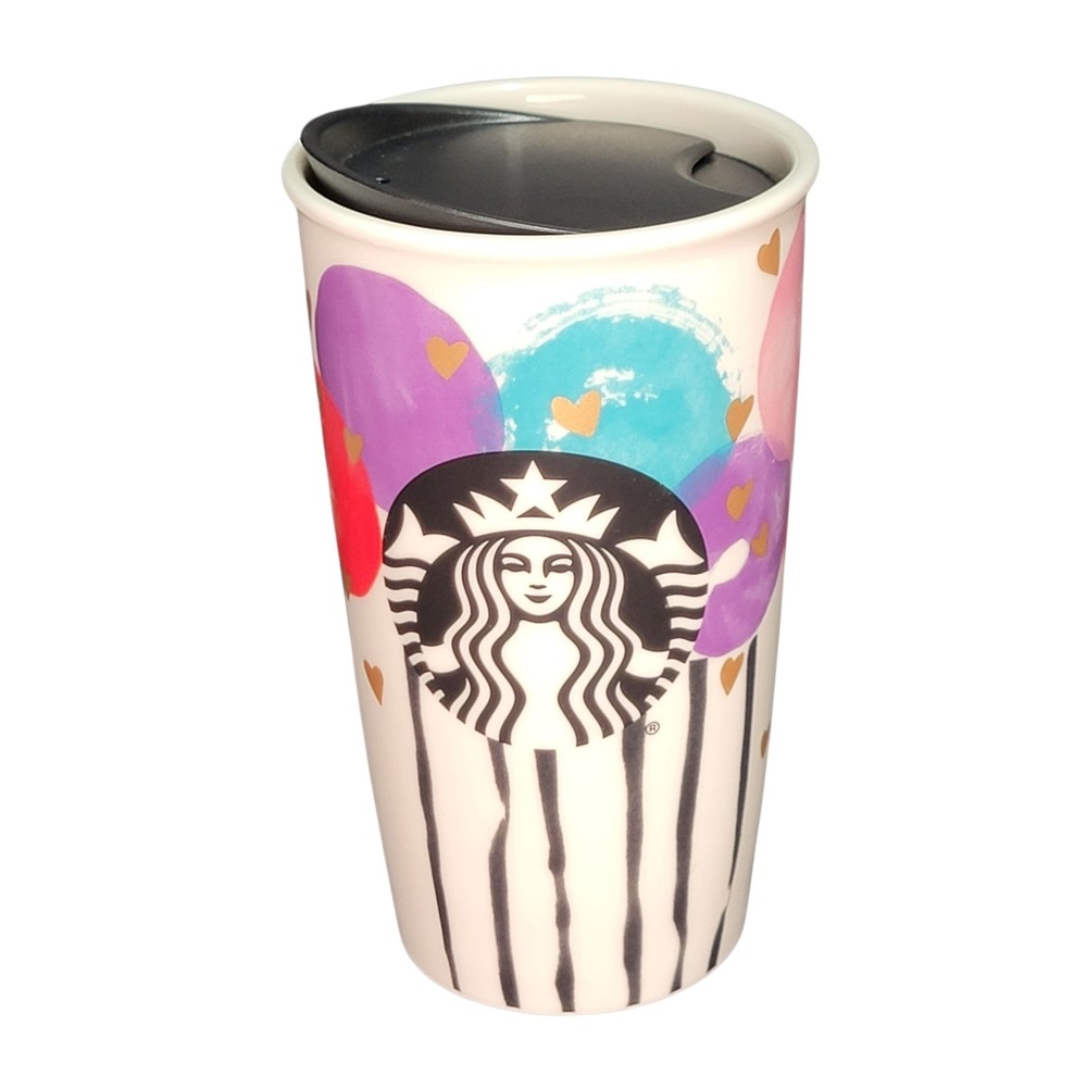 Starbucks Valentine Balloon Tumbler 12oz Heart Ceramic Travel‎ Coffee Cup 2016